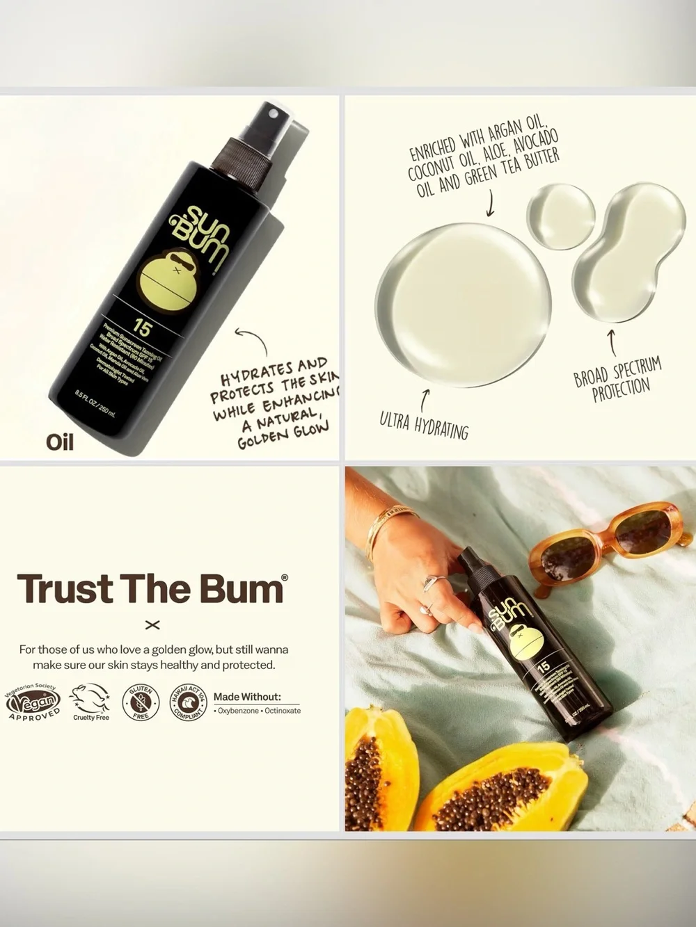 Sun Bum SPF 15 Moisturizing Tanning Oil 8.5oz Vegan‎ Reef Safe EXP 10/28